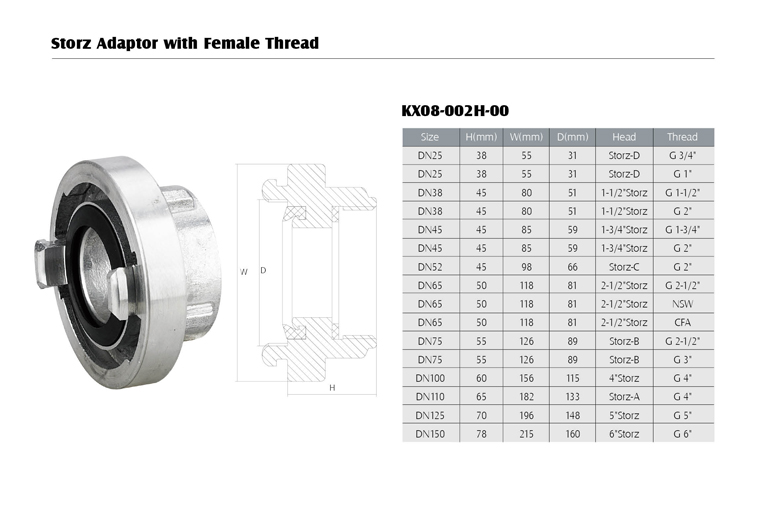 Aluminum Fire Hose Coupling Femal Adapter